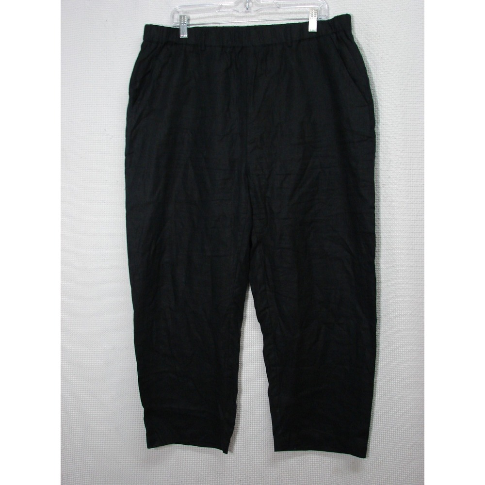 Quince European Linen Wide Leg Pants Black Coastal Quiet Luxury Neutral Size XL